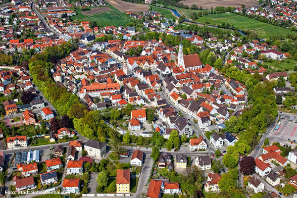 Bild vergrößern: Luftbild Altstadt Schrobenhausen